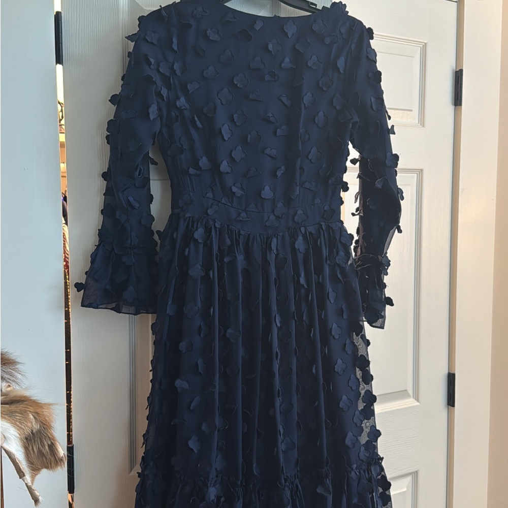 Dainty jewels textured navy dress